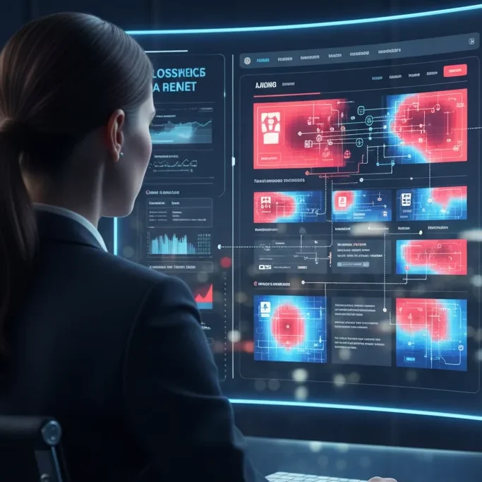 vAI analyzing landing page heatmaps to improve conversion rate performance.