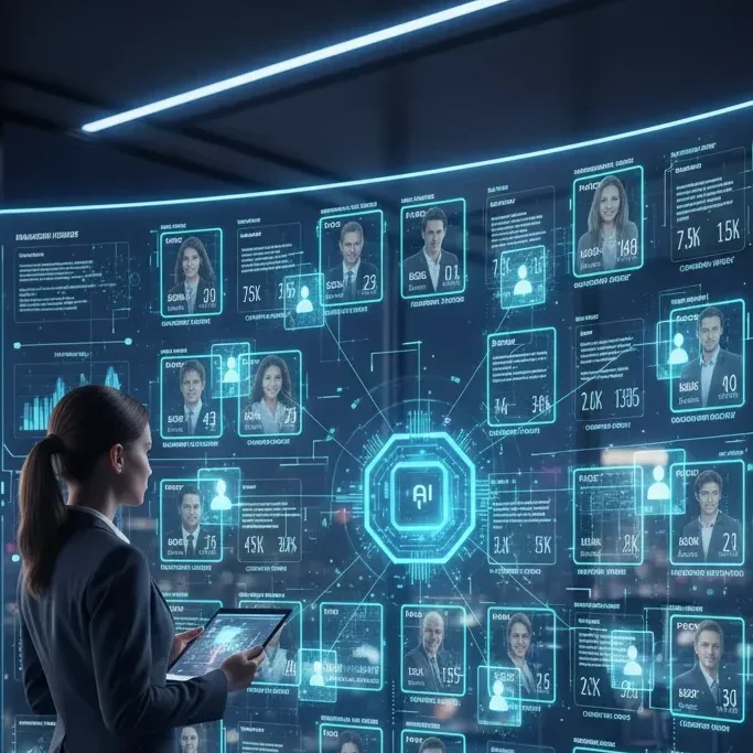 AI analyzing social media trends and predicting viral marketing opportunities.